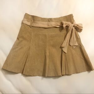 Bebe REAL Suede Tan Flared Mini Skirt sz 6